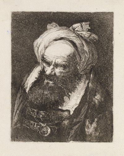 Homem idoso com turbante, da «Raccolta di Teste» (Coleção de Cabeças) de Giovanni Domenico Tiepolo