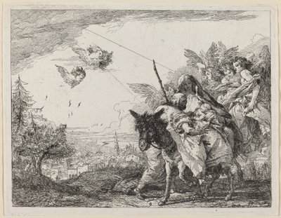 José, de pé, adora a criança de Giovanni Domenico Tiepolo