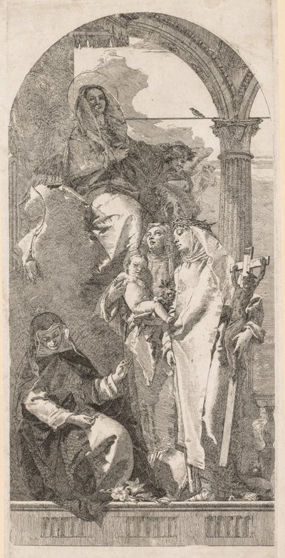 Madonna com os santos Agnes, Catherine e Rosa. de Giovanni Domenico Tiepolo