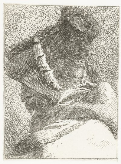Homem com a cabeça virada com chapéu Coleção de cabeças (título da série) Raccolta di Teste (título da série) de Giovanni Domenico Tiepolo