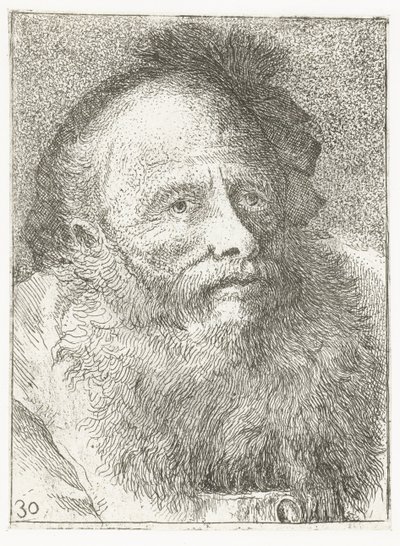Homem com barba e chapelaria com penas
Colecção de cabeças (título da série)
Raccolta di Teste (título da série) de Giovanni Domenico Tiepolo