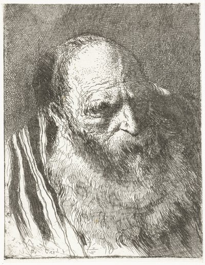 Homem com barba em capa às riscas
Colecção de cabeças (título da série)
Raccolta di Teste (título da série) de Giovanni Domenico Tiepolo