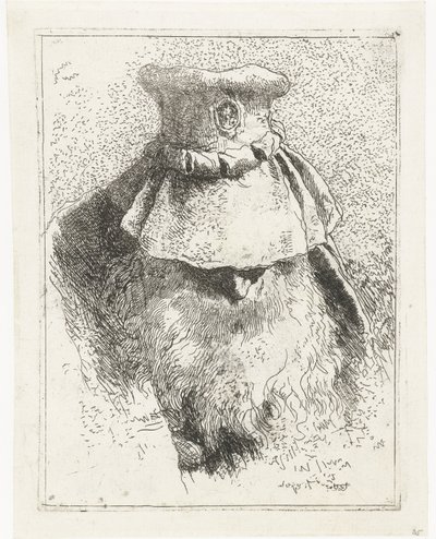 Homem com cabeça baixa e chapéu grande Coleção de cabeças (título da série) Raccolta di Teste (título da série) de Giovanni Domenico Tiepolo