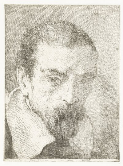 Homem com barba pequena sem capacete Coleção de cabeças (título da série) Raccolta di Teste (título da série) de Giovanni Domenico Tiepolo