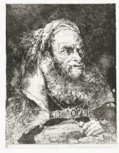 Homem com livro aberto Coleção de cabeças (título da série) Raccolta di Teste (título da série) de Giovanni Domenico Tiepolo
