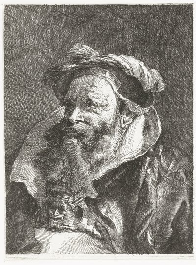 Homem com cabeça de sátiro na fivela Coleção de cabeças (título da série) Raccolta di Teste (título da série) de Giovanni Domenico Tiepolo