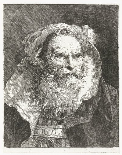 Homem com turbante e gola alta Coleção de cabeças (título da série) Raccolta di Teste (título da série) de Giovanni Domenico Tiepolo