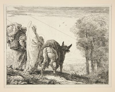 Mary Holding her Child in her Arms, da série Idee pittoresche sopra la fuga in Egitto (Flight into Egypt) de Giovanni Domenico Tiepolo