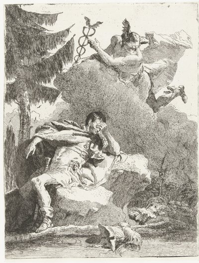 Mercúrio aparece a Enéas num sonho de Giovanni Domenico Tiepolo