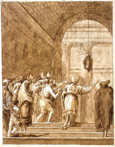Nabucodonosor regressa da natureza selvagem ao seu palácio de Giovanni Domenico Tiepolo