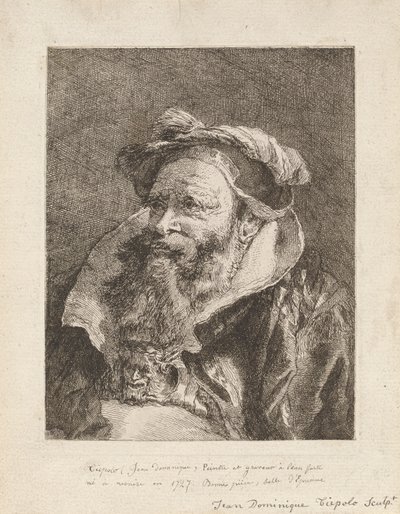 Velho com barba, da Raccolta di Teste (Coleção de Cabeças) de Giovanni Domenico Tiepolo