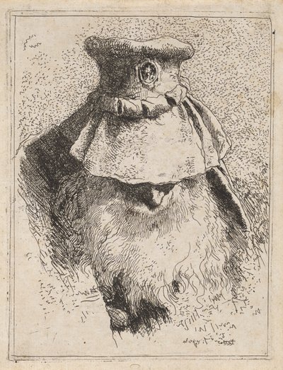 Velho com um grande chapéu, da Raccolta di Teste (Coleção de Cabeças) de Giovanni Domenico Tiepolo