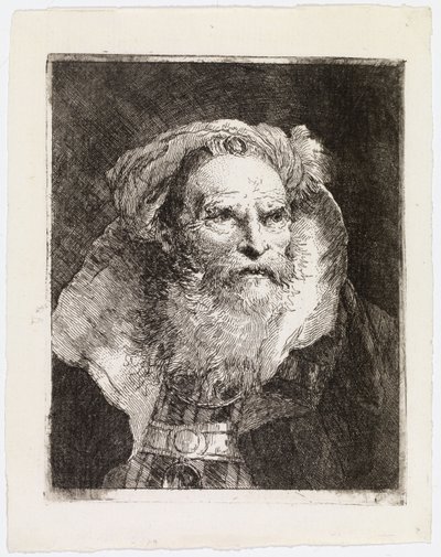 Ancião com turbante, virado para a direita de Giovanni Domenico Tiepolo