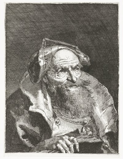 Homem velho com corrente e livro
Colecção de cabeças (título da série)
Raccolta di Teste (título da série) de Giovanni Domenico Tiepolo