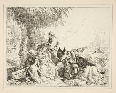 Descanso durante o voo para o Egipto, da série Idee pittoresche sopra la fuga em Egitto (Voo para o Egipto) de Giovanni Domenico Tiepolo