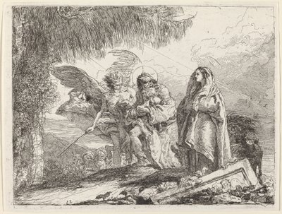 O Vôo, Sagrada Família Caminhando com Anjo de Giovanni Domenico Tiepolo