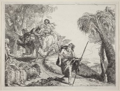 A fuga com José em primeiro plano de Giovanni Domenico Tiepolo