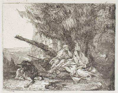 A Sagrada Família Descansando em um Bosque, placa 23 de A Fuga para o Egito de Giovanni Domenico Tiepolo