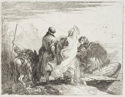A Sagrada Família Saindo do Banco, placa quinze de A Fuga para o Egito de Giovanni Domenico Tiepolo