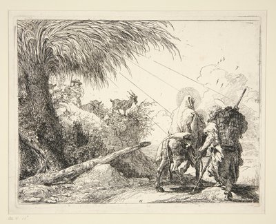 A Sagrada Família num Caminho Rochoso, da série Idee pittoresche sulla fuga em Egitto (Voo para o Egipto) de Giovanni Domenico Tiepolo