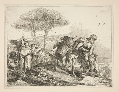 The Virgin, Holding the Child, da série Idee pittoresche sopra la fuga in Egitto (Voo para o Egipto) de Giovanni Domenico Tiepolo