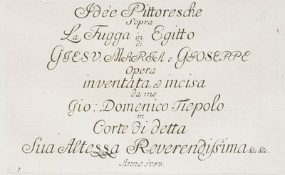 Página de título de A fuga para o Egito de Giovanni Domenico Tiepolo