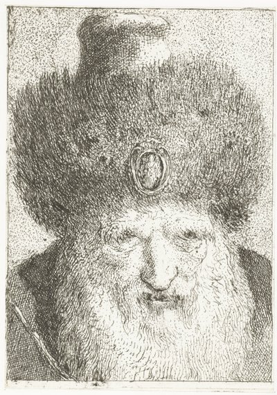 Homem turco com chapéu de pele Coleção de cabeças (título da série) Raccolta di Teste (título da série) de Giovanni Domenico Tiepolo