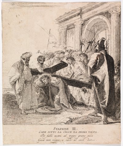 Via crucis - Estação III. Jesus cai pela primeira vez de Giovanni Domenico Tiepolo