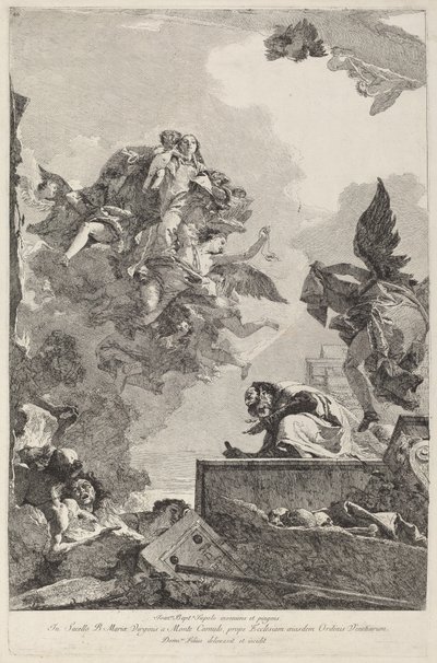 A Madonna del Carmelo aparecendo para Saint Simon Stock de Giovanni Domenico Tiepolo after Giovanni Battista Tiepolo