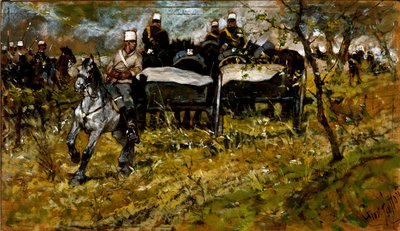 Manobra de artilharia. Pintura de Giovanni Fattori (1825-1908) de Giovanni Fattori