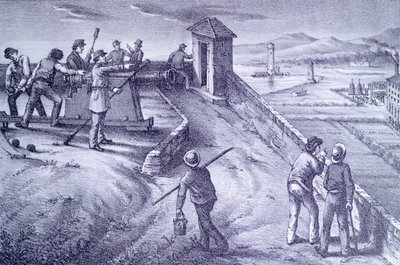 Defesa de Livorno do Forte San Pietro, de Giovanni Fattori (1825-1908), gravura de Giovanni Fattori