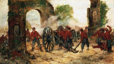 Defesa de Porta Capuana ou Batalha de Volturno de Giovanni Fattori