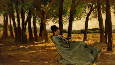 Sra. Martelli em Castiglioncello, de Giovanni Fattori (1825-1908), óleo sobre tela, 20x35 cm. de Giovanni Fattori