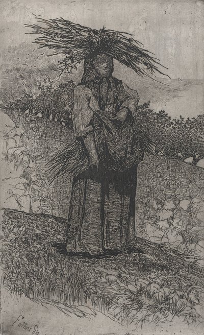Camponesa colhendo gravetos, 1884-1908. de Giovanni Fattori