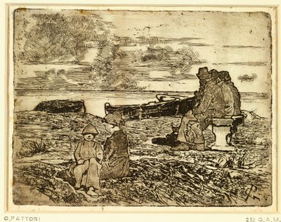 Marinheiros descansando por Giovanni Fattori (1825-1908), água forte de Giovanni Fattori