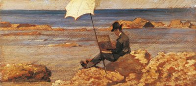 Silvestro Lega imagem pintada sobre as Rochas de Giovanni Fattori