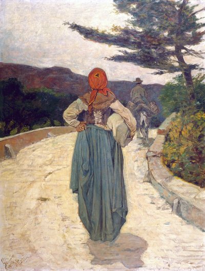 A estrada branca, c.1887 (óleo sobre tela) de Giovanni Fattori