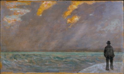 Pôr-do-sol sobre o mar de Giovanni Fattori