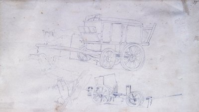 Dois carrinhos e dois soldados. de Giovanni Fattori