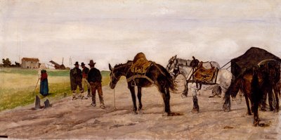 Carrinha e camponeses no campo romano, de Giovanni Fattori de Giovanni Fattori