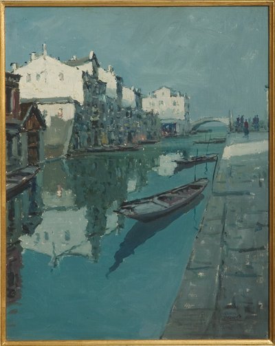 Canal em Veneza (pintura a óleo) de Giovanni Forghieri