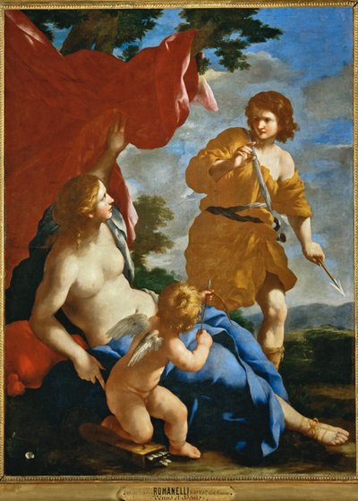 Vénus e Adónis partem para a caça ... de Giovanni Francesco (1610 62) Romanelli