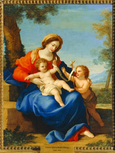 Virgem e Menino com o jovem São João Batista de Giovanni Francesco (1610-62) Romanelli
