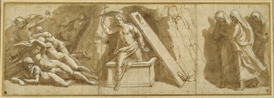 A Ressurreição (caneta e tinta marrom e corpinho branco sobre papel) de Giovanni Francesco (c.1488 1528) Penni