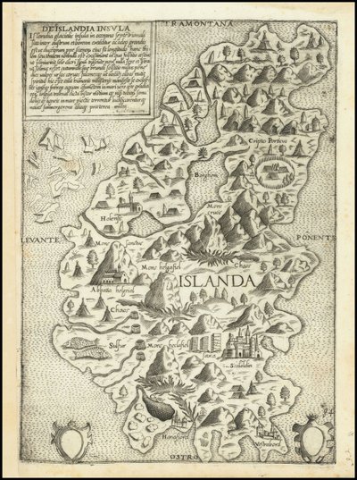 Mapa da Islândia da década de 1560, de Giovanni Francesco Camocio de Giovanni Francesco Camocio