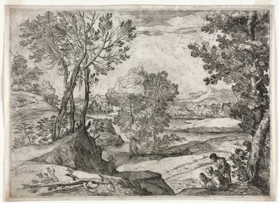 Paisagem com uma família de Giovanni Francesco Grimaldi