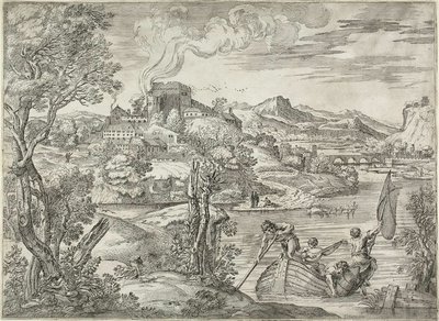 Paisagem com um Luteplayer de Giovanni Francesco Grimaldi
