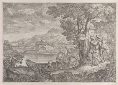 Paisagem com a fuga para o Egito, 1626-80. de Giovanni Francesco Grimaldi