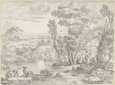 Paisagem com quatro jogadores de dados de Giovanni Francesco Grimaldi
