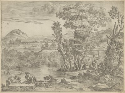 Paisagem com quatro jogadores de dados de Giovanni Francesco Grimaldi